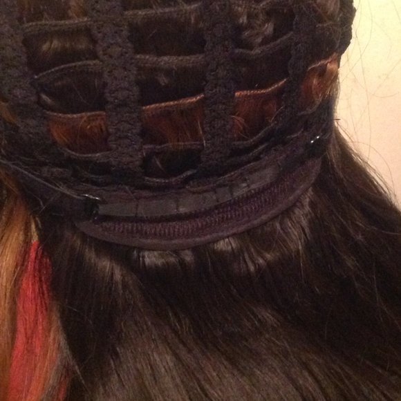 Medium Length Brown Synthetic Wig with Highlights - Picture 8 of 9